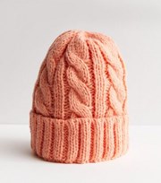 New Look Pink Cable Knit Beanie